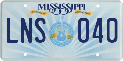 MS license plate LNS040
