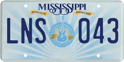 MS license plate LNS043
