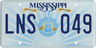 MS license plate LNS049