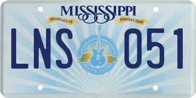 MS license plate LNS051
