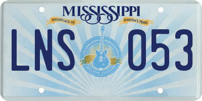 MS license plate LNS053