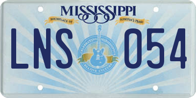 MS license plate LNS054