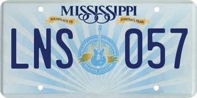 MS license plate LNS057