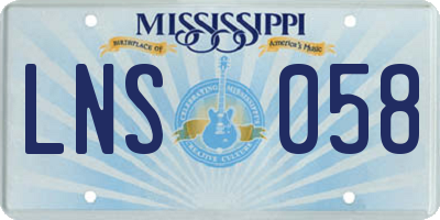 MS license plate LNS058