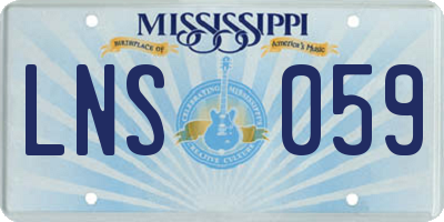 MS license plate LNS059