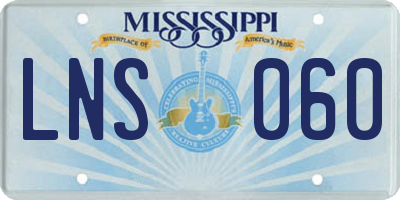 MS license plate LNS060