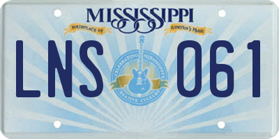 MS license plate LNS061