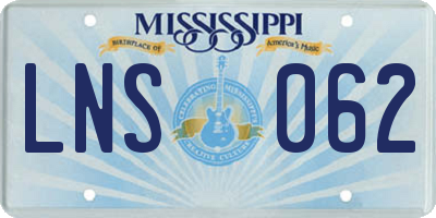 MS license plate LNS062