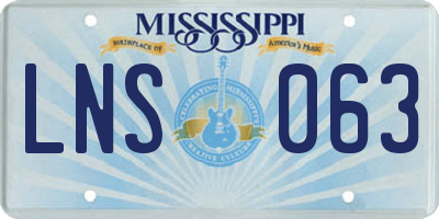 MS license plate LNS063