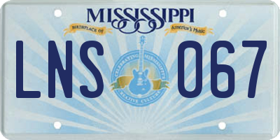 MS license plate LNS067