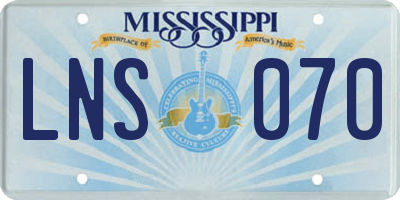 MS license plate LNS070