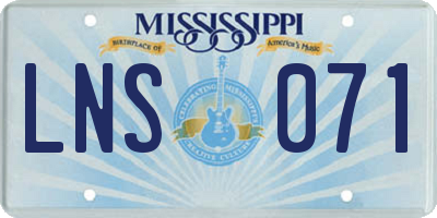 MS license plate LNS071
