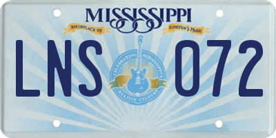 MS license plate LNS072