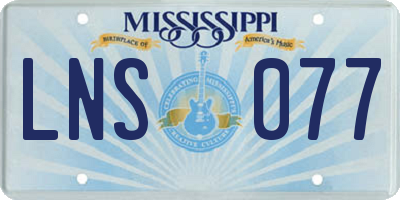 MS license plate LNS077