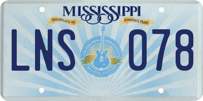 MS license plate LNS078