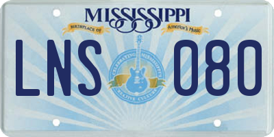 MS license plate LNS080