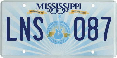 MS license plate LNS087