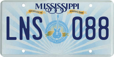 MS license plate LNS088