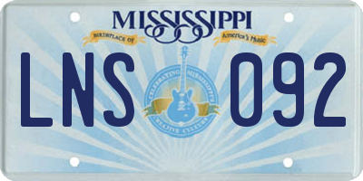 MS license plate LNS092