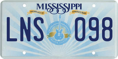 MS license plate LNS098