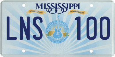 MS license plate LNS100