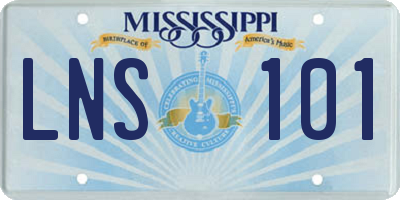 MS license plate LNS101
