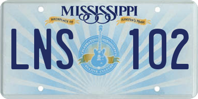 MS license plate LNS102