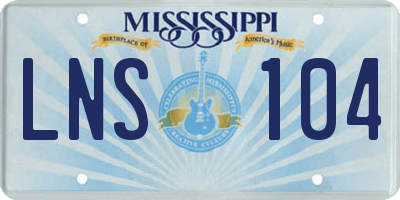 MS license plate LNS104