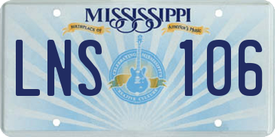 MS license plate LNS106