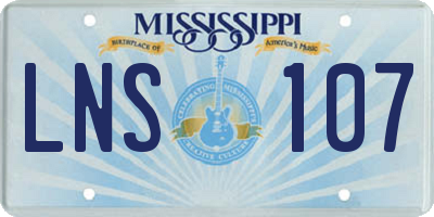 MS license plate LNS107