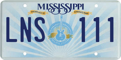 MS license plate LNS111