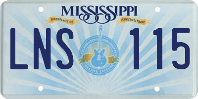 MS license plate LNS115