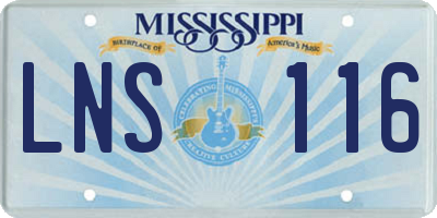MS license plate LNS116