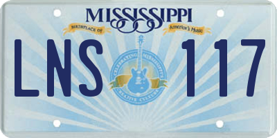 MS license plate LNS117