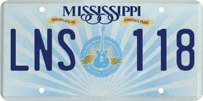 MS license plate LNS118