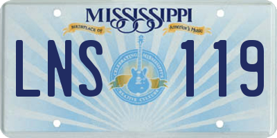MS license plate LNS119