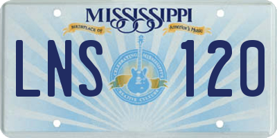 MS license plate LNS120