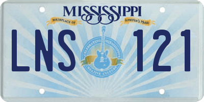 MS license plate LNS121