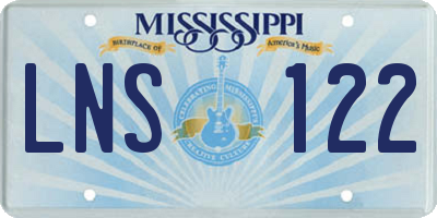 MS license plate LNS122
