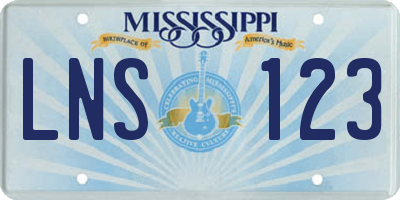 MS license plate LNS123
