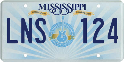 MS license plate LNS124