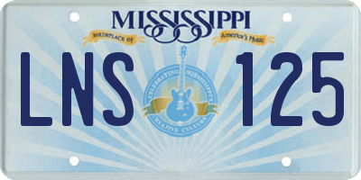 MS license plate LNS125