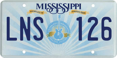 MS license plate LNS126