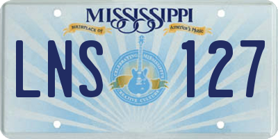 MS license plate LNS127