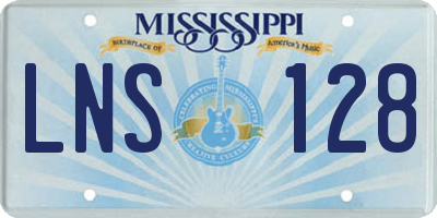 MS license plate LNS128