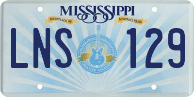 MS license plate LNS129