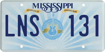 MS license plate LNS131