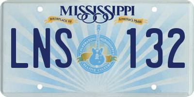 MS license plate LNS132