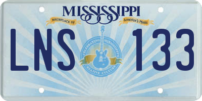 MS license plate LNS133