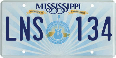 MS license plate LNS134